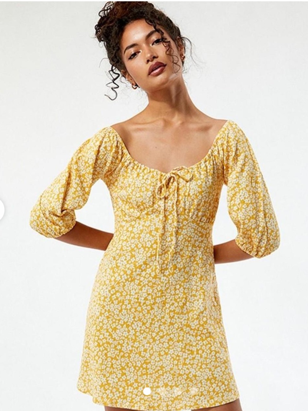 Billabong Yellow Floral Tie-Front Women’s dress